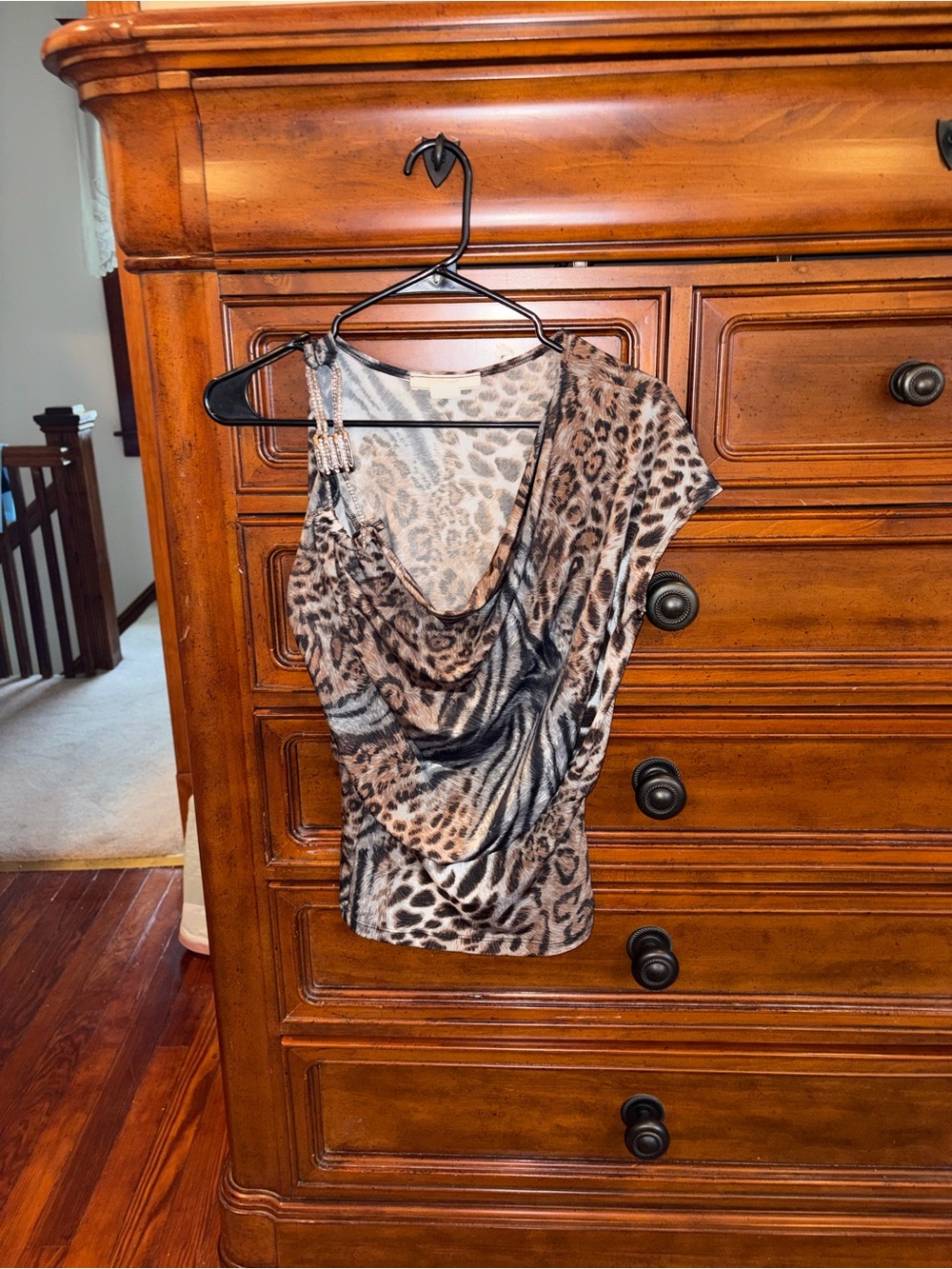 Poetry Animal Print One Shoulder Top Size Small